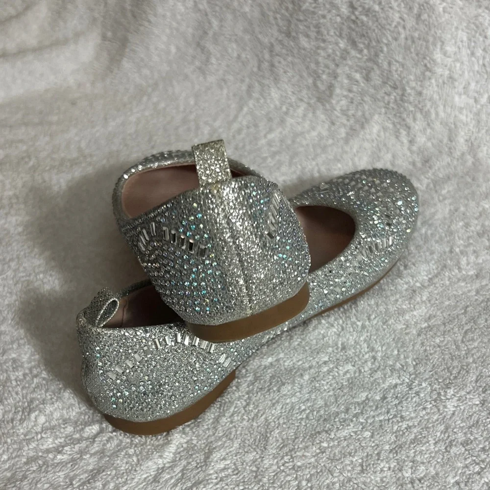 Girls Silver Glitter Dress Flats - Olive & Eden
